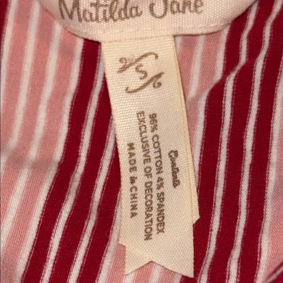 Matilda Jane Pink and White Puff Sleeve Midi Dress - Picture 5 of 5